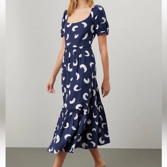 💙NWOT POLO RALPH LAUREN BRUSHSTROKE-MOTIF TIERED LINED DRESS SIZE 10 - Picture 3 of 16